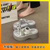 Fashion Rhinestone Cover Toe with Skirt Sandals 2025 New Korean Version Fairy Wind Thick Sole Heightening Beach Cool Slippers Woman