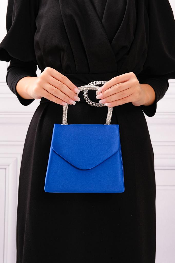 Women's Stylish and Useful Evening Dress Bag Women's Nude Satin Evening Dress Shoulder Bag with Stone Holding Detail