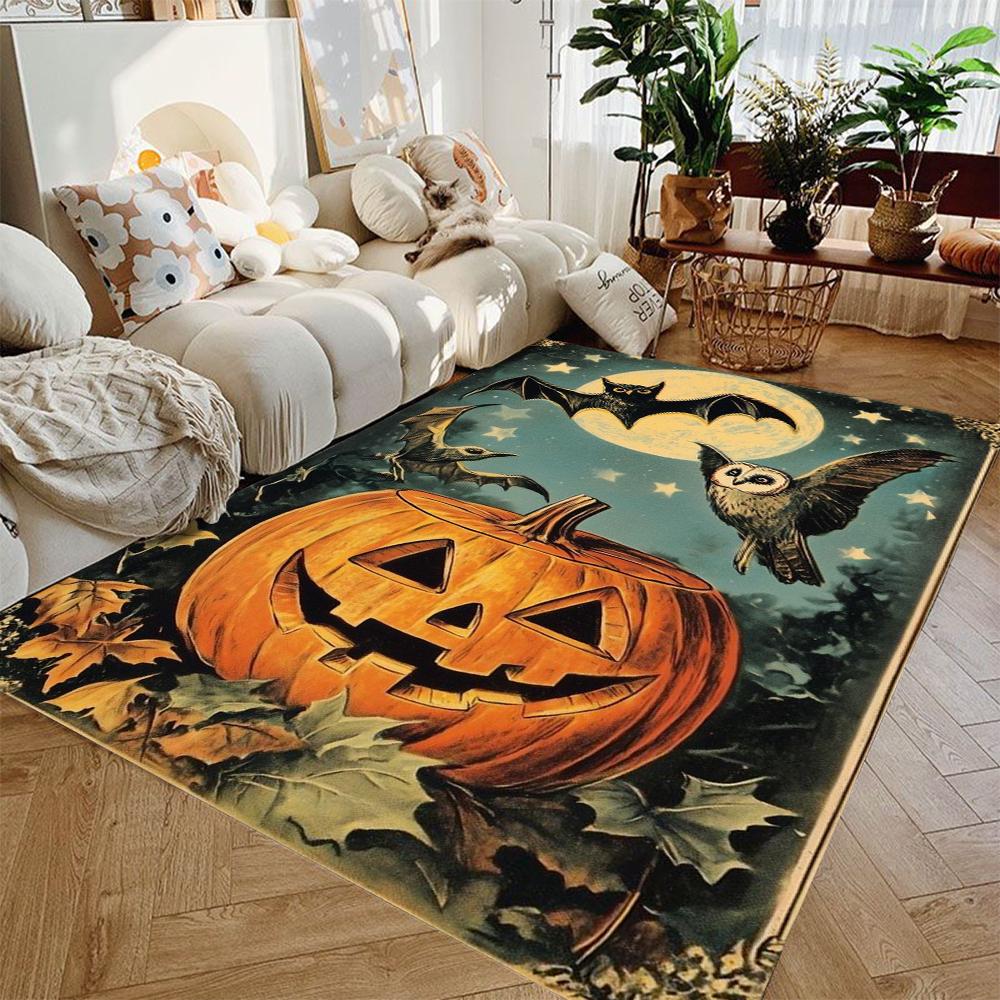 1 шт. Ретро Хэллоуин Тыква Привидение Ковер Коврик Нескользящий Мягкий Домашний Декор для Гостиной Спальни В помещении
