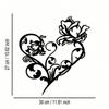 1 шт. Элегантное абстрактное настенное искусство в форме сердца из металла с рисунком розы и виноградной лозы - замысловатый декор из черного кованого железа