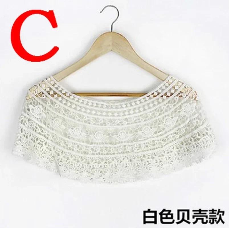 Out Hijab Scarf Elegant Ladies Shawl Fashion Tassel Lace Scarf Women Fashion Hollow Hook Flower Short Small Vest Cover