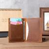 Crazy Horse Leather Mens Credit Card Holder Slim Thin ID Cards Cases Retro Billfold Real Cowhide Wallets for Male