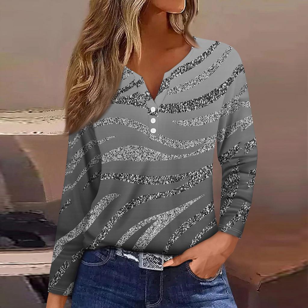 Women's T Shirt Tee Button Floral Print Long Sleeve Daily Weekend Fashion Basic V-Neck Regular Top