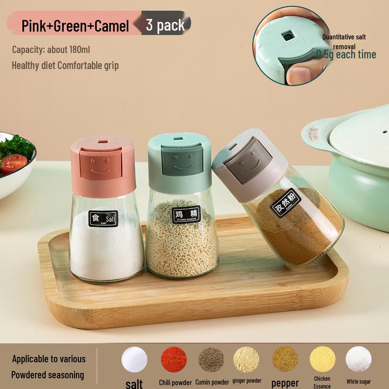 Press-Type Salt Control Glass Spice Jar - Moisture-Proof, Sealed, Ideal for BBQ & Kitchen