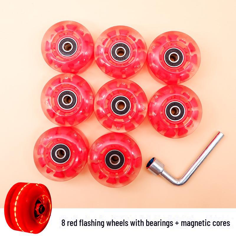 Luminous Double-Row Roller Skates with Colorful Wheels & PU Shock-Absorbing Outdoor Skates