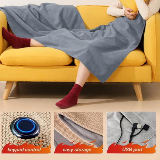 Electric Heated Shawl Blanket Adjustable Temperature Control Rapid Heating Technology Zipper Design USB Heated Blanket Shawl