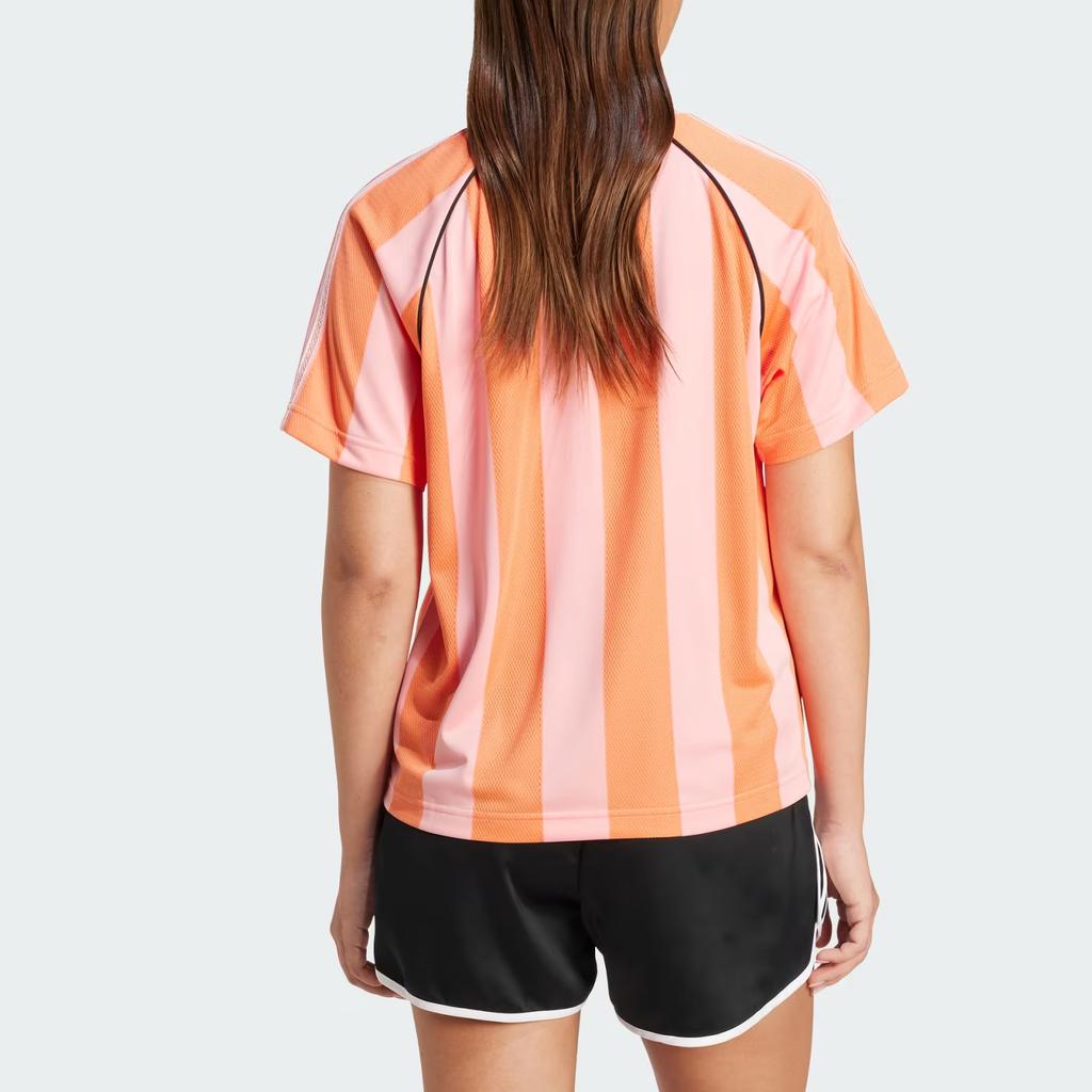 Adidas Оригинальная полосатая футболка с надписью, свободного кроя, с коротким рукавом, женские топы, розовая KC0673