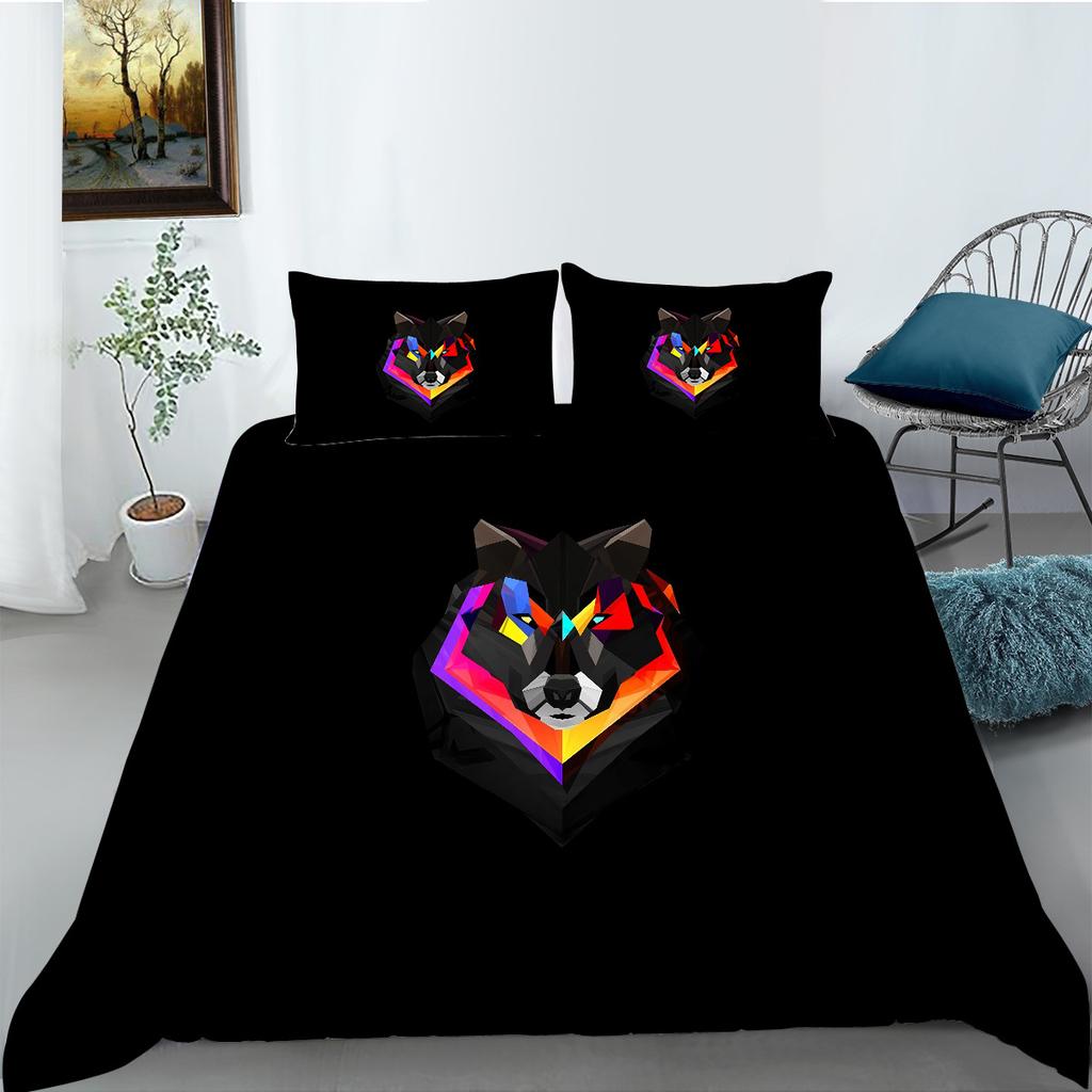 Wolf Digital Printing Quilt Cover Pillowcase Two Three Piece Set Polyester