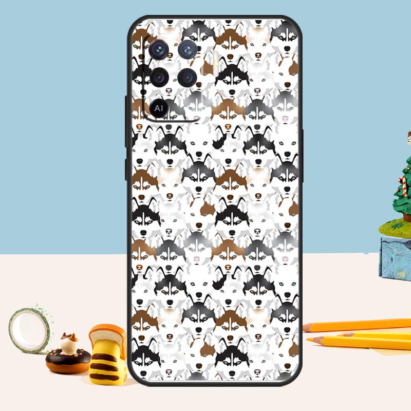 Чехол для животного собаки хаски для Oppo A98 A78 A58 A18 A38 A74 A94 A54 A15 A17 A57 A6 A5 Pro A16 A76 A96 A40 A60 A80
