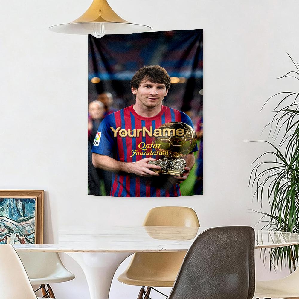Messi Custom Your Name Wall Decor Tapestry Art For Pet Memorial Birthdaywedding Party Backdrop Family Gift