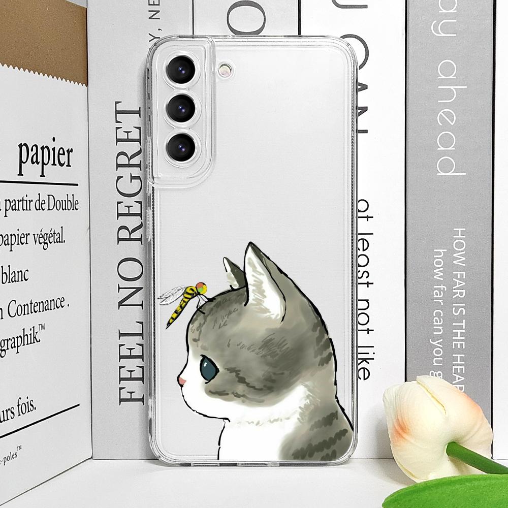 Милая пара котиков Влюбленные Животное Чехол для телефона для Samsung Galaxy S23 S22 Plus S21 S25 S24 Ultra FE 5G Прозрачный Мягкий Силиконовый Чехол Fundas