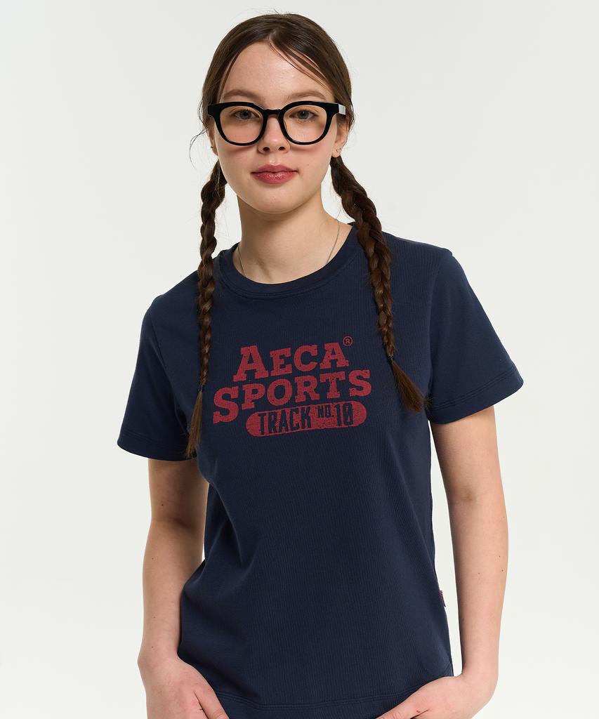 AECA (Женщина) Цветная цепочка Aeca Sports Футболка с коротким рукавом - Темно-синий