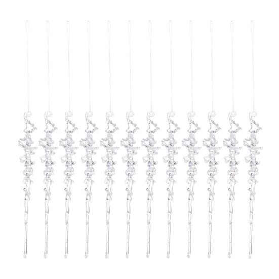 12 Pcs Crystal Christmas Icicle Ornaments for Tree Hanging Clear Acrylic Icicles Ornaments for Christmas New Year Holiday Wedding Winter Party Decor