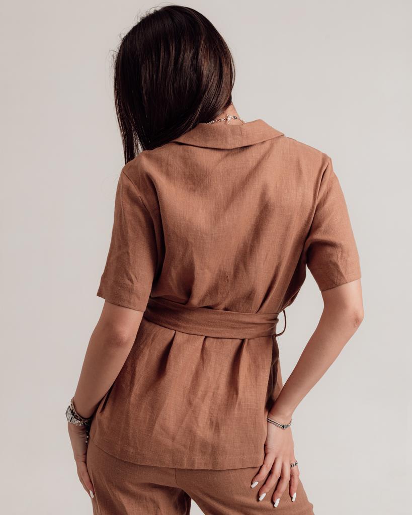 Костюм ленной Sandrom 9778 S (36) кемел (рубашка, брюки)