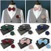 Polyester Neck Collar Adjustable Ribbon Bowtie Fashion Bow Tie Brooches Set  Business