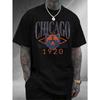 Европейские размеры Мужская Винтажная Футболка с Графикой Chicago Football 1920 года - Мягкая Футболка с Круглым Вырезом с Дизайном Медведя и 1920 года