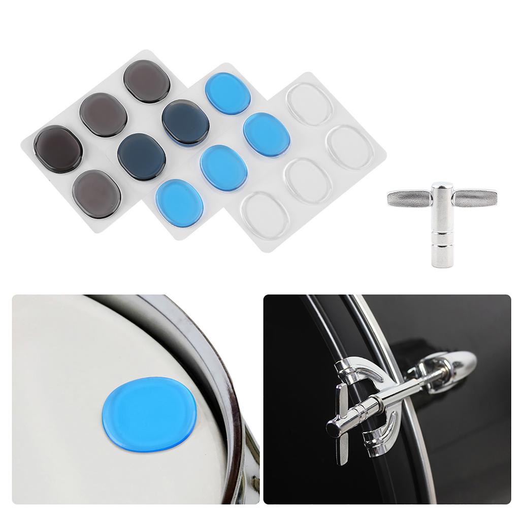 Drum Damper Gel Pads Multicolor Transparent Silicone Drums Silencer Set with Key