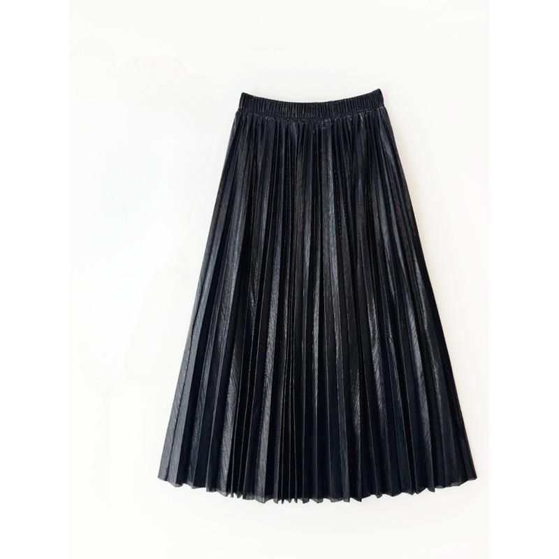 Весенне-осенняя женская юбка, металлическая плиссированная юбка, длинная юбка, юбка до половины тела