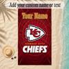 Beach TowelKansas City Chiefs Custom Name Text Personalized Soft Towel for Beach Pool Indoor Home Decor Gift
