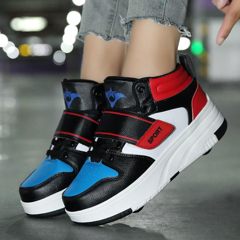 Детская обувь для юниоров на роликовых коньках, детские кроссовки на четырех колесах, обувь на колесах для мальчиков и девочек, повседневная обувь для взрослых