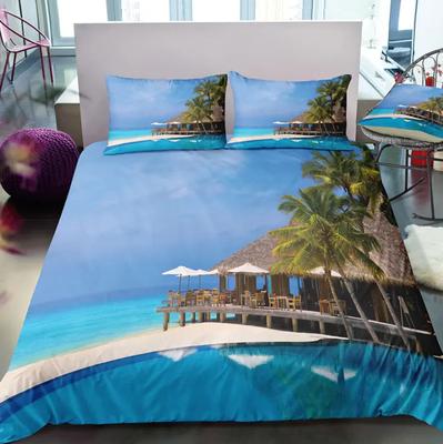 Комплект постельного белья Dream NS Modern Nature с 3D-цифровой печатью Beach Coconut Grove Summer Bedroom, простыня, наволочка, комплект постельного белья