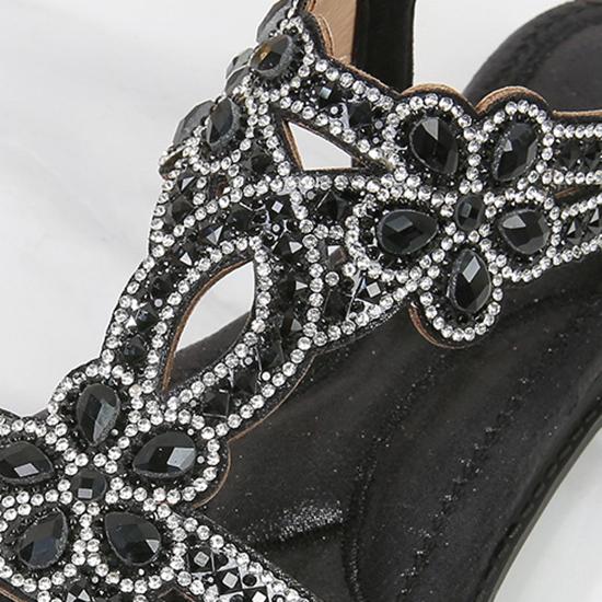 Летние женские босоножки со стразами в стиле бохо, удобные мягкие босоножки, женские босоножки большого размера