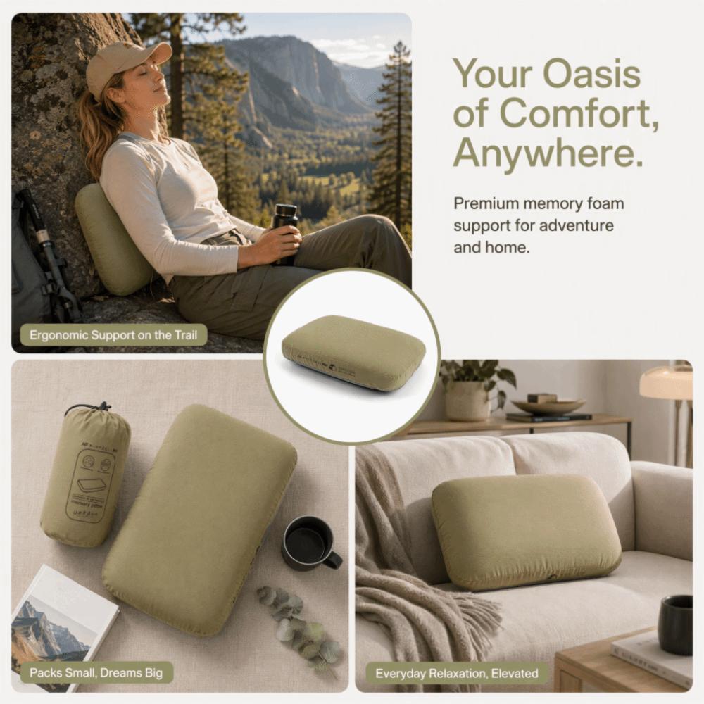 Removable Travel Pillow Compact Camping Pillow Portable Backpacking Pillow Car Travel