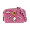 [Pre-Owned] GG Marmont Vintage Crystal Decorated Chain Quilted Velvet Mini Shoulder Bag - Good #PNQB10