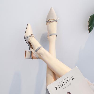 Туфли для девочки 2025 весна и лето новые остроносые средний каблук толстый каблук нежные феи весенние туфли на высоком каблуке женские туфли женские одинарные туфли