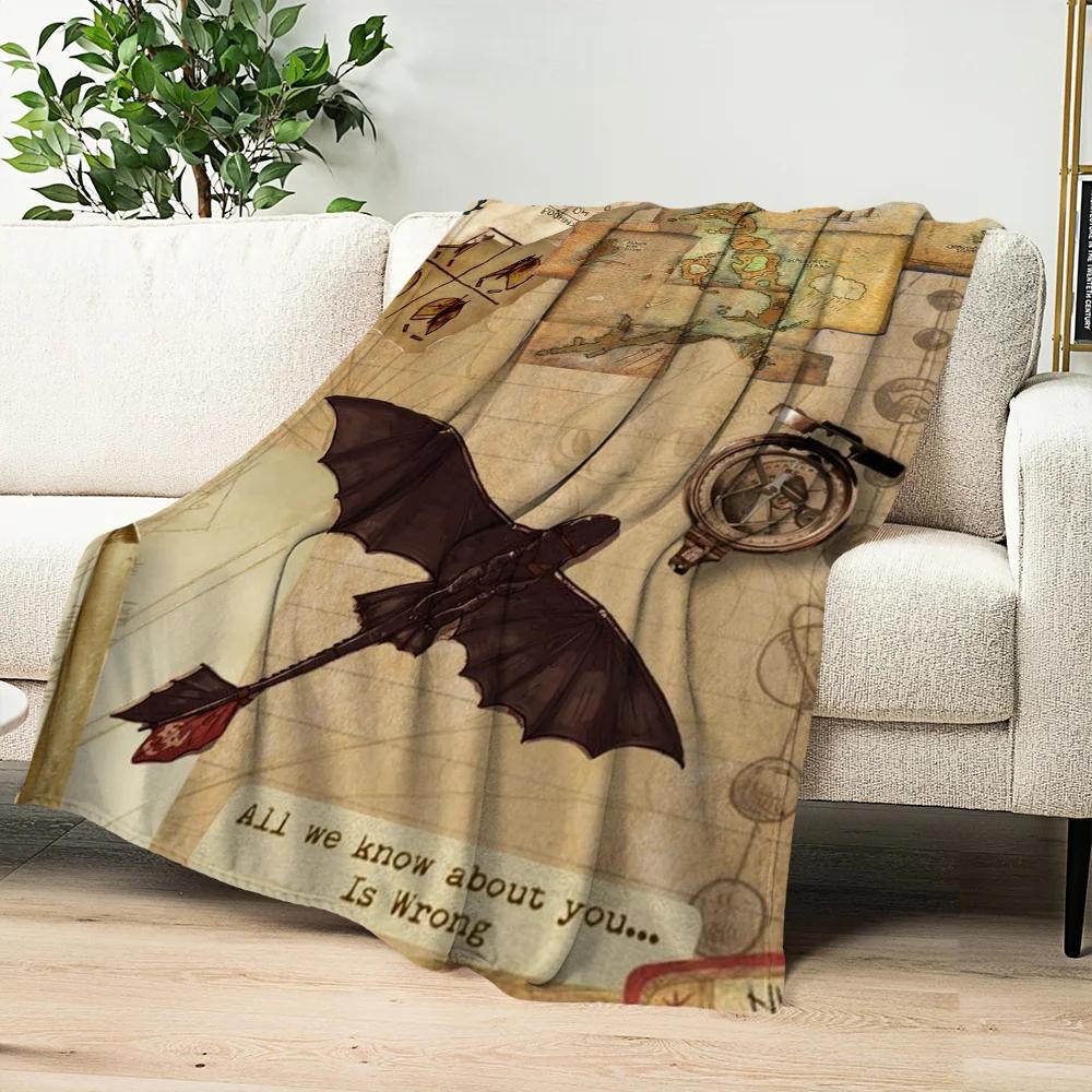 H-Как T-Тренировать Y-Вашего D-Дракона Skicomfort Теплое Мягкое Домашнее Детское Одеяло для Ланча Подходит для Гостиной Офиса Ежедневных Поездок Подарки