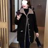 Женское бархатное зимнее пальто средней длины большого размера - Стильный свободный тренч для женщин среднего возраста