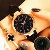 Women Luxury Watch Personality Romantic Luminous Starry Sky Wristwatch Leather Rhinestone Watch