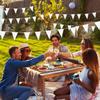 10m White Triangle Plastic Pennant Flags Wedding Birthday Party Decor Outdoor Bunting Garland for Camping Garden Baby Shower 5