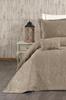 Derin 7 pcs Bridal Set, Bedspread 260x260, Sheet 240x260, Double Size, King Size, Silk Velvet Chenille Fabric Cappucino