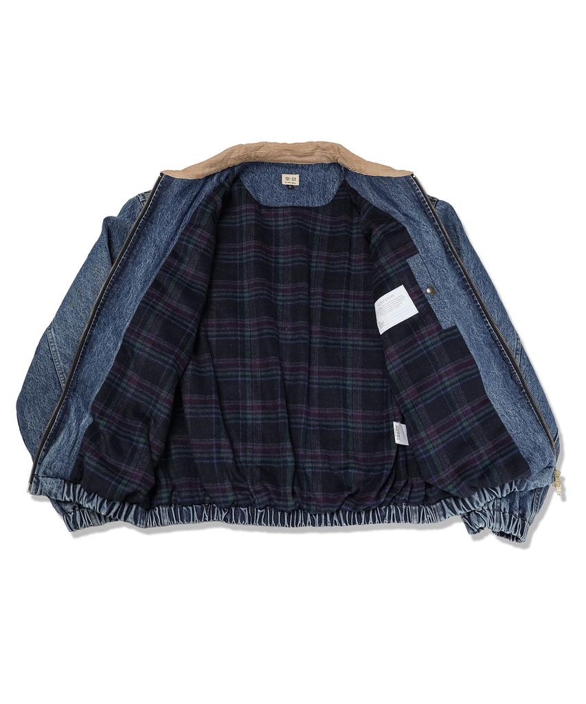 Gongbaek Corduroy Collar Denim Swing Jacket_Damage Blue