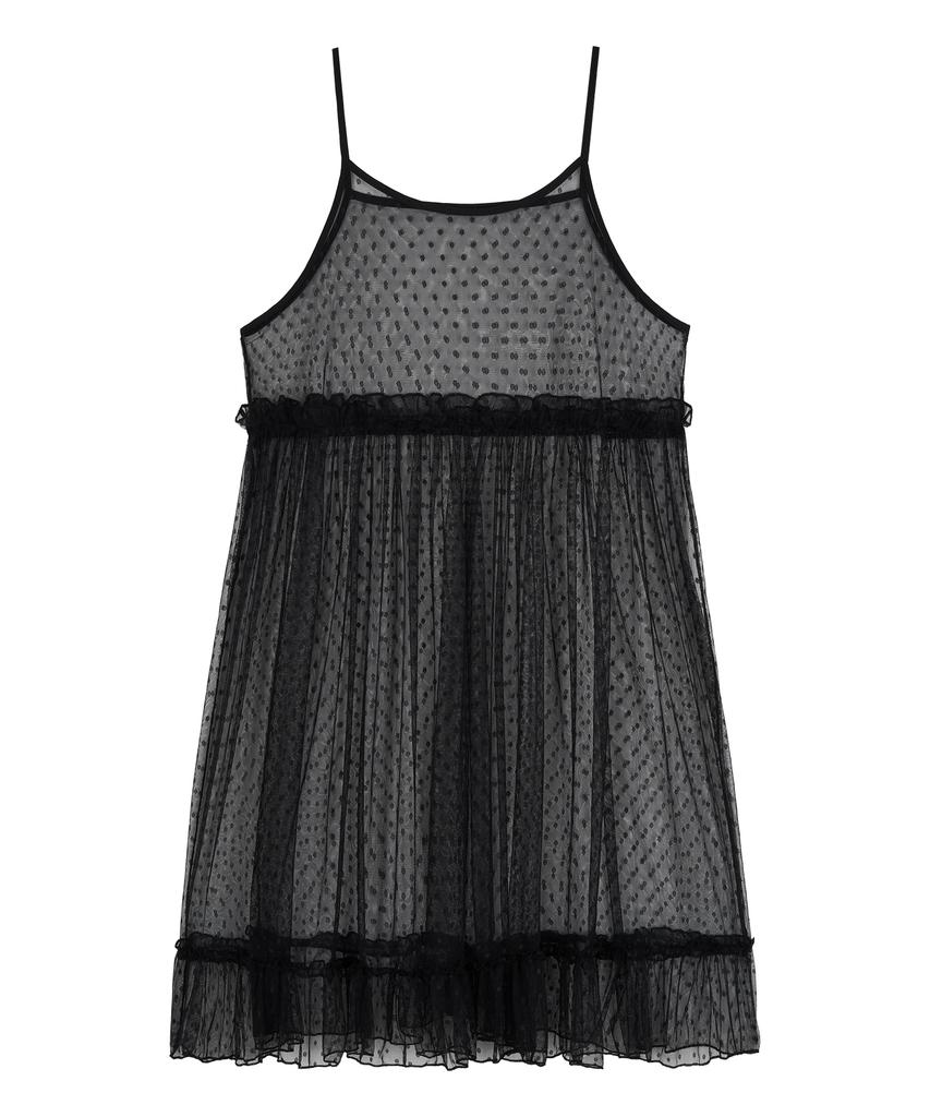 Naked Surf Club Dot Mesh Layered Long Dress (Black)