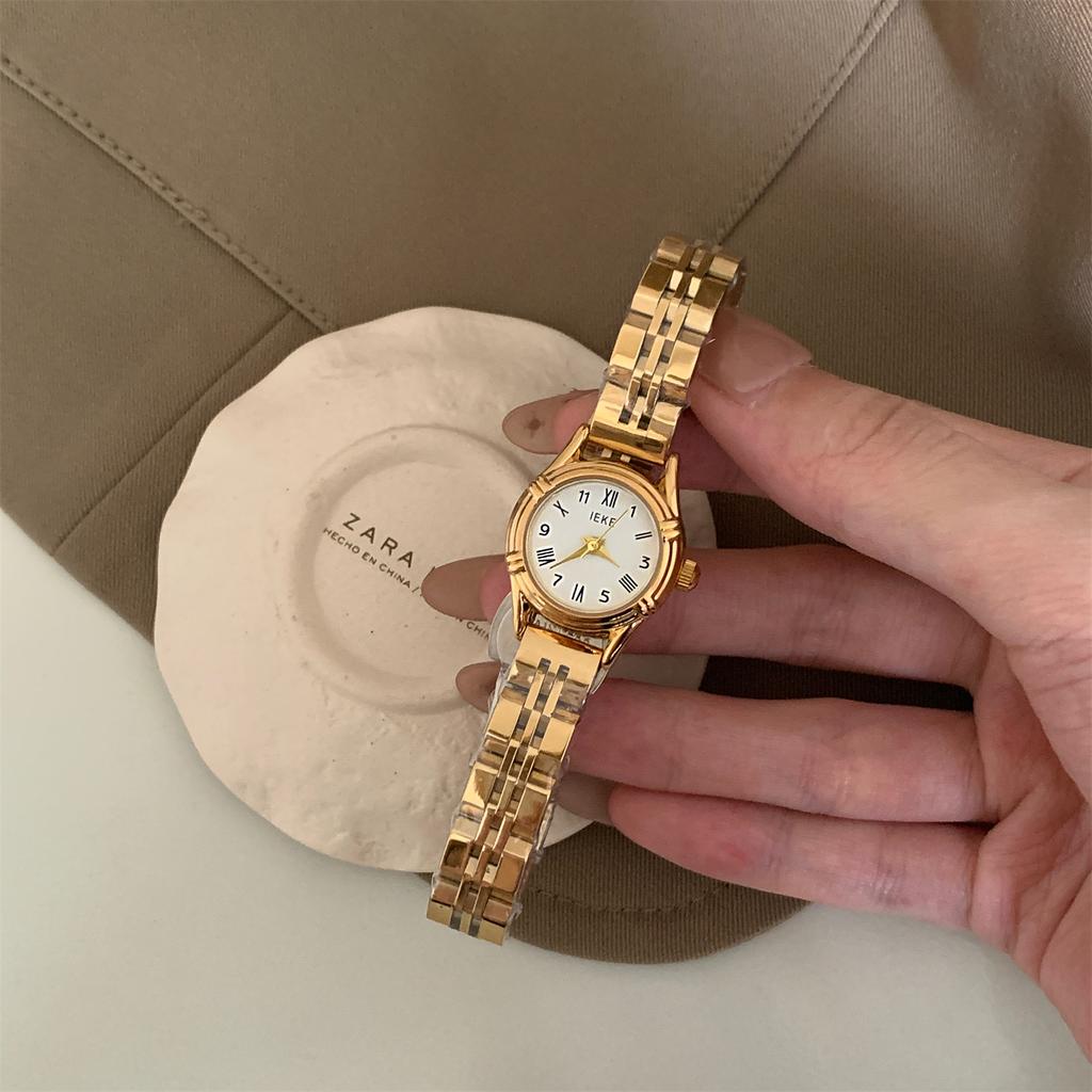 Elegant Women'S Watch, Vintage Roman Numeral Mini Dial Watch, Classic And Exquisite Small Gold Watch, High-End Selection.