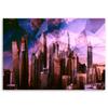 Canvas print, Geometric city - purple
