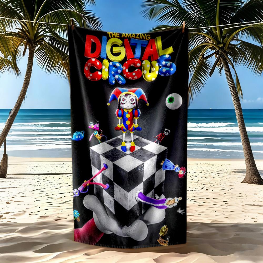 Digital Circus Beach Towel High Absorbency Quickdry Comfortable Lightweight Suitable For Swimming Gym Camping Yoga Vacation