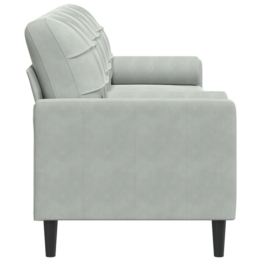 3 Seater Sofa with Decorative Cushions Light Grey 210 cm Velvet
