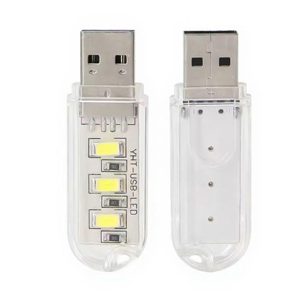 Светодиодный карманный фонарик USB Ночник Энергосберегающий 3 светодиода 5730 Корпус из поликарбоната Для кемпинга Для ноутбуков Для power bank