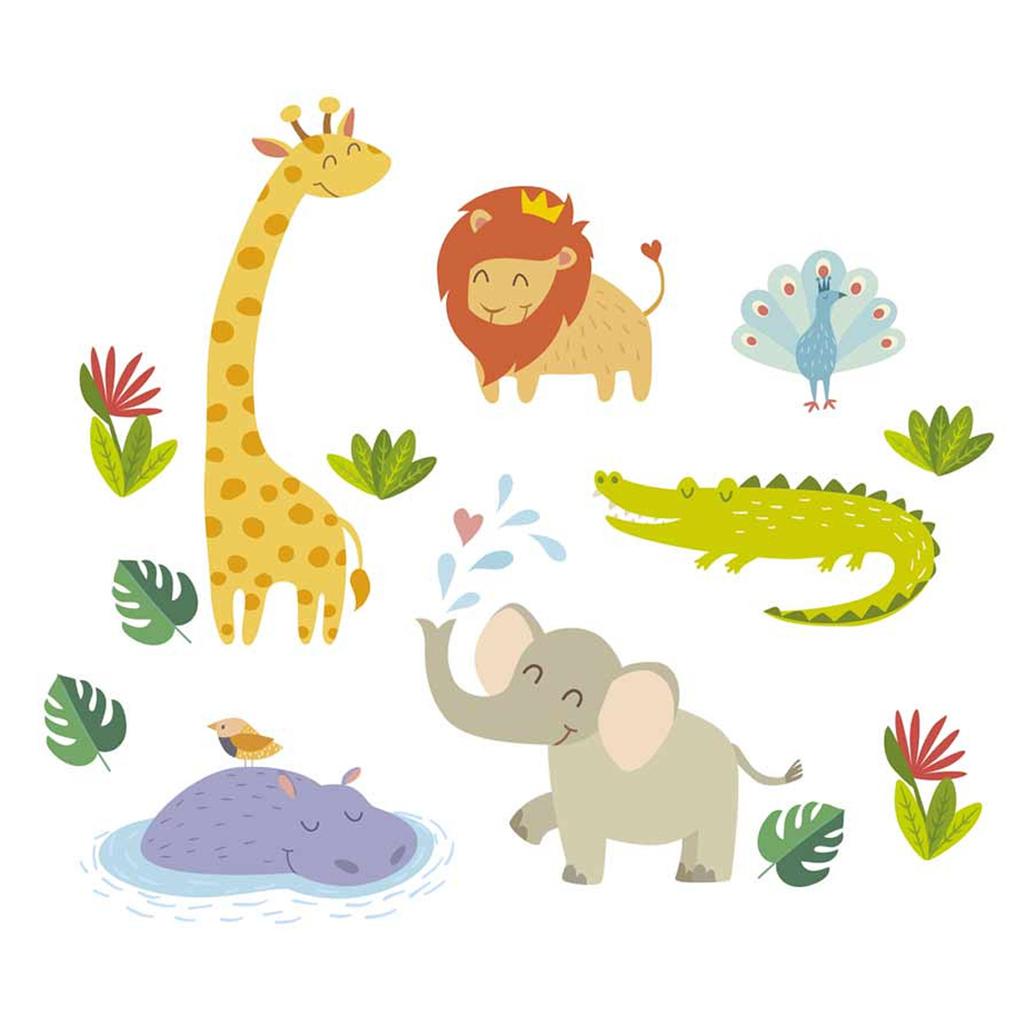 Les Trésors De Lily [A1556] - Multicolored 'Jungle Animals' Sticker Sheet - 20x70 Cm