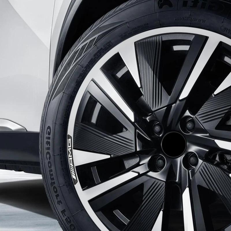 4Pcs Car Styling Wheel Rim Aluminum Logo Sticker Wheel Hub Decals For Mercedes Benz AMG A B C E G CLA C63 C63S E53 GT SLK W176 CJ1