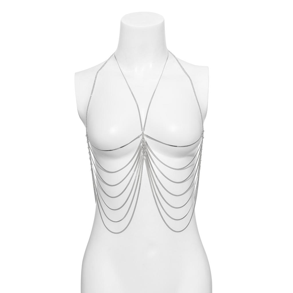 Casual Holiday Style Women's Sexy Chest Chain Bikini Necklace Geometric Chain Tassel Body Chain