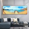 Landscape Wooden Bridge Beach Blue Sky Cloud Canvas Painting Posters and Prints Wall Art Pictures Room Home Decor No Frame