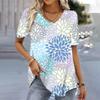 V-neck T Shirt Floral Printed Women's T-shirts Fashion Streetwear Daily Short Sleeve Tees Casual Loose Pullovers Summer S-5XL