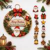 Holiday Hanging Decorations Interchangeable Wooden Christmas Wreath, 12 Pcs Front Door Plaque, DIY Seasonal Garden Window Handmade Pattern Wreath for