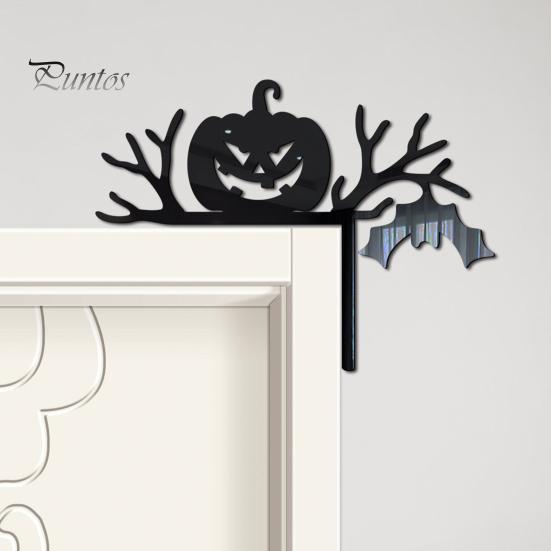 Украшение на дверь на Хэллоуин, черная тыква, летучая мышь, декор из сухостоя, акриловый дверной угол, праздничный домашний декор для вечеринки, дверной выключатель, оконный выключатель