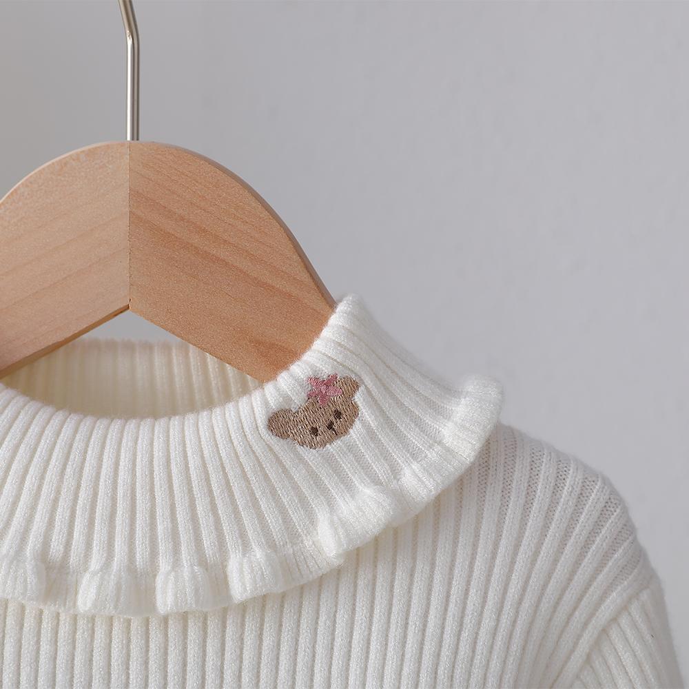 Вязаный свитер для девочки ясельного возраста с оборками, водолазкой, длинным рукавом, мягкий и удобный, вязаная одежда для маленьких принцесс 2-6 лет