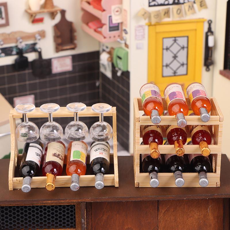 Кукольный домик Миниатюрный Мини Винный Бокал Стойка Набор Бокалов Модель Мебель Для Дома Декор Игрушка Кукольный Дом Аксессуары